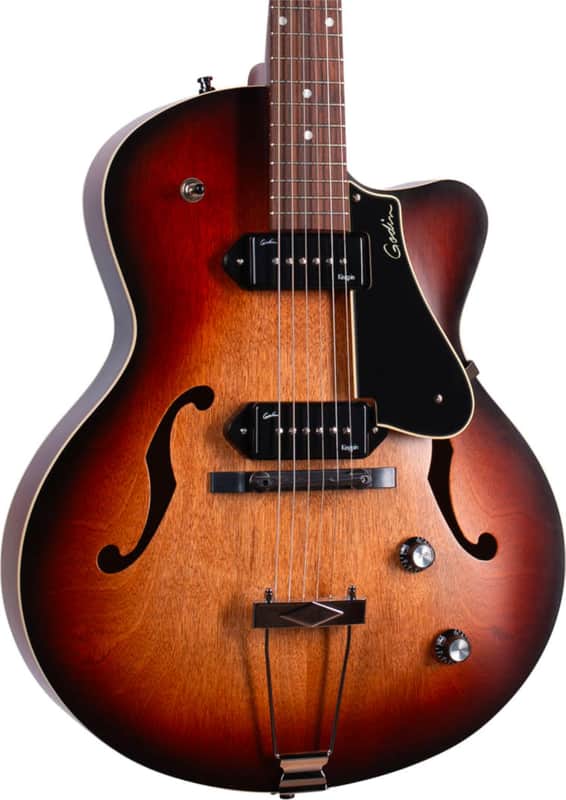 Godin 5th Avenue CW Kingpin II Hollowbody Electric Guitar, Rosewood Fingerboard, Vintage Burst image 1