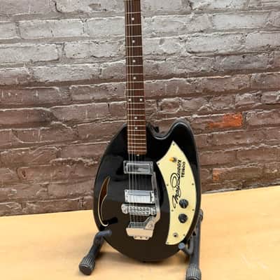 Vintage Teisco May Queen Electric Guitar - Black w/ F-Hole - Rare image 1