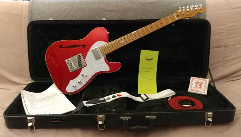 Custom Built 2021 Fender Tele Telecaster Thinline Roasted Maple Cherry Red Metallic w/White Binding image 1