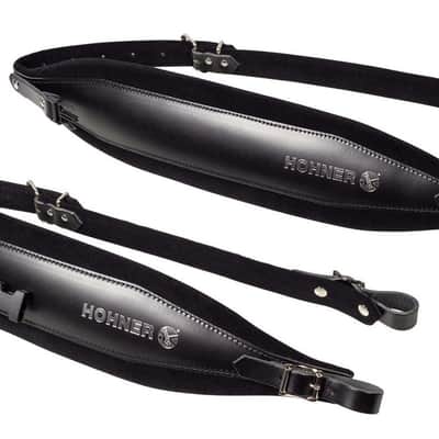 Hohner 44 In. x 4 In. Leather & Velvet Accordion Straps X-Large w/ Back Strap (ACC15-BLK/BLK) image 4