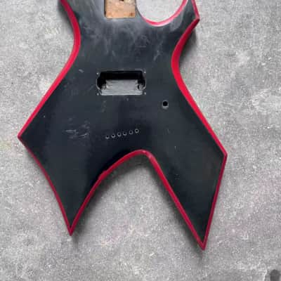 Red and Black Guitar Warlock Style Body, String Through image 1