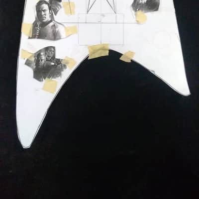 Electric Bass Guitar Star Trek Trekkie Motif Handmade by Bluebeberry with SEymour Duncan Double P Pickups image 13
