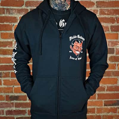 Diablo Guitars Zip-Up Hoodie "Axes of Evil EST.666" Evil MF Sleeve-LG image 2