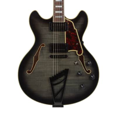 2016 D'Angelico Excel DC Semi-Hollow Electric Guitar w/Stairstep Tailpiece, Grey Black, S16006XXXX image 4