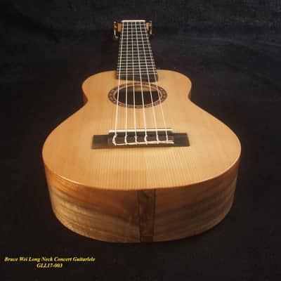 Handmade Concert Long Neck Guitarlele, Solid Spruce, Acacia, Slotted Head, Soft-bag, Bruce Wei GLL17-003 image 9