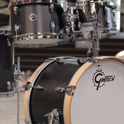 GRETSCH 4PC USA BROOKLYN 20-10-12-14 SATIN BLACK METALLIC - FLOOR MODEL image 2