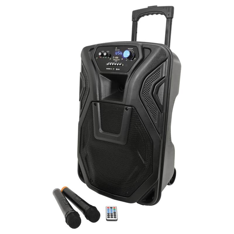 QTX Busker-12 Portable PA System with 2 x VHF Wireless Microphones image 1