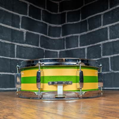 Ddrum D2 5"x14" Snare Drum – 8‑Lug – Remastered Natural/Green Metallic Strips – Punchy Student/Practice Snare with Custom Visual Flair image 6