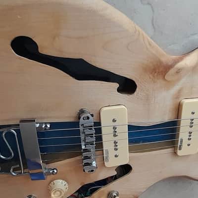 Timo Blue River - Handmade Beech Oak Semi-Hollow Epoxy River Luthier-Built Electric Guitar - Unique Shape image 10
