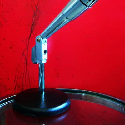 Vintage 1960's Lafayette 99-45460 dynamic Satin Chrome microphone w desk stand Lafayette Olson Midland # 1 image 1