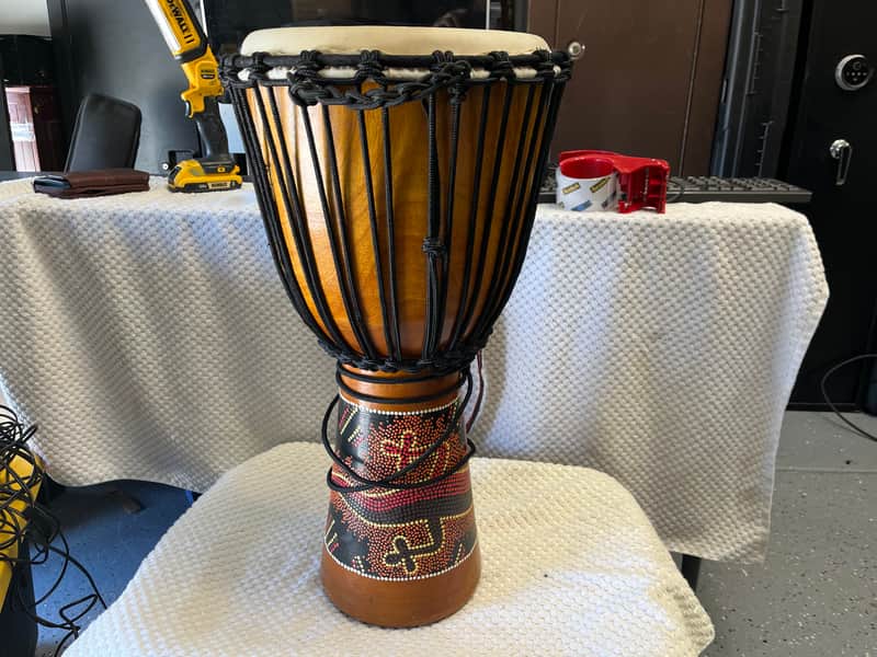 24" tall TOCA DJEMBE DRUM FREESTYLE With String Strap Lizard Design. 12" drum image 1