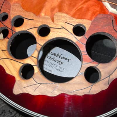 Ovation Celebrity Elite Plus CE44LX-1R Mid-Depth Left-Handed Acoustic-Electric Guitar - New England Burst image 4