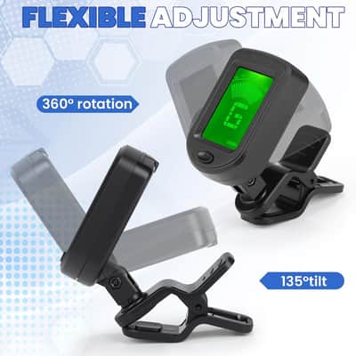 3 Pcs Guitar Tuner, Clip on Tuner with Chromatic Modes, Digital Electronic Clear LCD Display, 360 Degree Rotation for Acoustic/electric Guitar, Ukulele, Bass, Violin, Banjo, Mandolin image 3