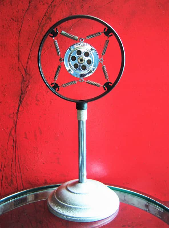 Vintage RARE 1920's / 30's Comet spring carbon Microphone w ring and period stand Shure image 1
