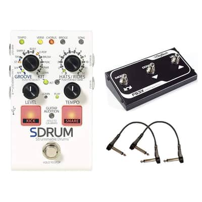Digitech SDRUM Strummable Drum Pedal + DigiTech FS3X Footswitch & 2 Patch Cables image 1