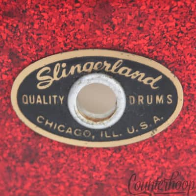 *Slingerland Radio King 14x5.5"Snare Drum Red Sparkle COB Brass 1-Ply Maple 50s* image 3