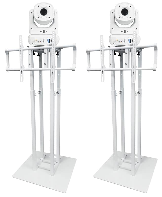 (2) Rockville ROCK SPOT 260W WHITE DJ Moving Head Lights+White Totem/TV Stands image 1
