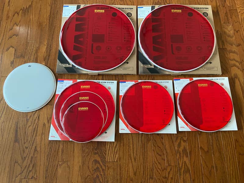 Evans Hydraulic red drum heads (full kit bundle) image 1