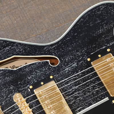 2021 D’Angelico Excel Mini DC Semi-Hollow Electric Guitar Black Dog + OHSC image 7
