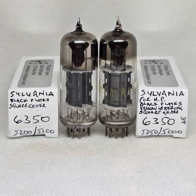 Sylvania 6350 Black Plate Square Getter Perfectly Matched (4.7%) Pair NOS