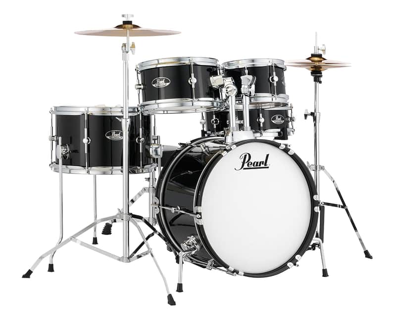 Pearl Roadshow Jr. 5-Pc. Drum Set w/Hardware, Cymbals, and 16" Kick - Jet Black image 1