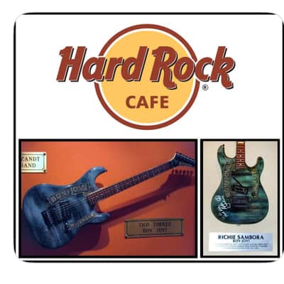 1988 Kramer Bon Jovi New Jersey cover Knapp graphic guitar. Owned by band member David Bryan image 6