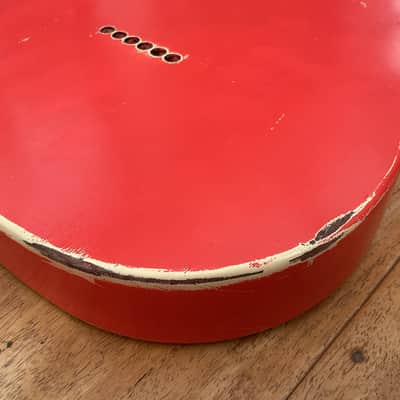 Brand new  ! Lightest 1 piece Swamp Ash in paint on Reverb  ?  . 1.1 kg in relic Faded Fiesta  Red Nitro . image 6