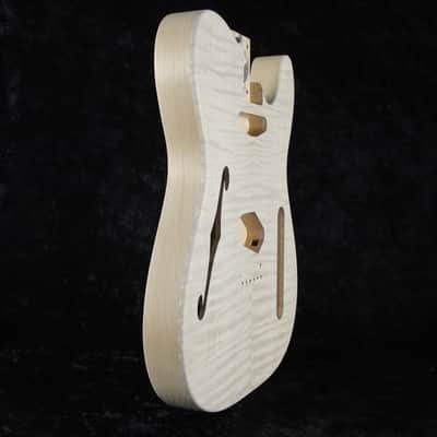 Grail ~ Thinline Telecaster Body ~ 3lbs 11oz ~ Flame Maple ~ Alder & Walnut ~ Unfinished image 4