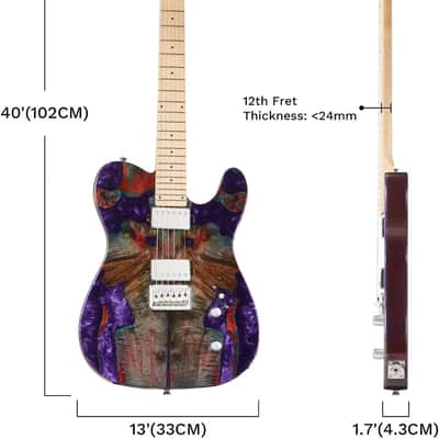 Electric Guitar, 24-Fret Maple Neck with Matte Finish, Glossy Top/Back, Dual Humbucker Pickups, 3-Way Switch, Fixed Bridge, White Brass Frets, Black Inlays(Purple) image 2