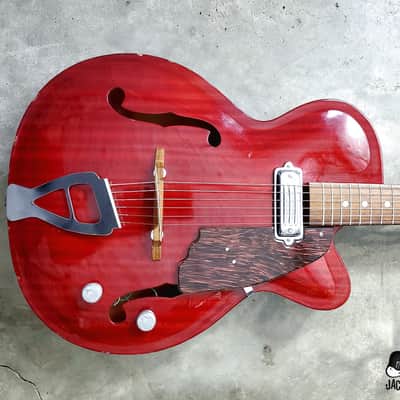 RARE Julio Giulietti  Model A2 Italian Semi-Hollow Jazzbox Electric Guitar w/ OHSC! (1962, Cherry) image 11