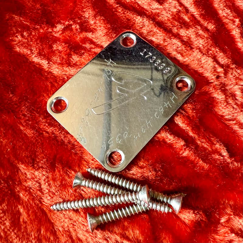 Fender Stratocaster neckplate 1966 - Chrome F logo precision Jazz bass telecaster jazzmaster image 1