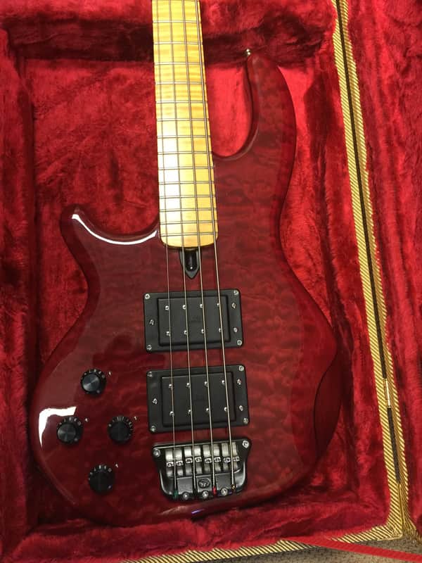 Wal  Bass Guitar 1998 Red - Left Handed, Quilted Maple Facings - JUST REDUCED!! image 1
