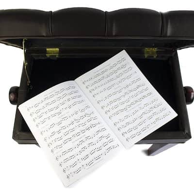 Symphony Adjustable Cushion Seat Piano Bench Stool with Storage - Polished Mahogany (FS311PM) image 5