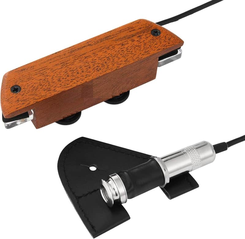 Acoustic Guitar Pickup, Guitar Pickups Passive Mahogany Soundhole Pickup with Humbucker Volume Tone Control, Fits 3.8” to 3.94” Soundhole Diameter image 1