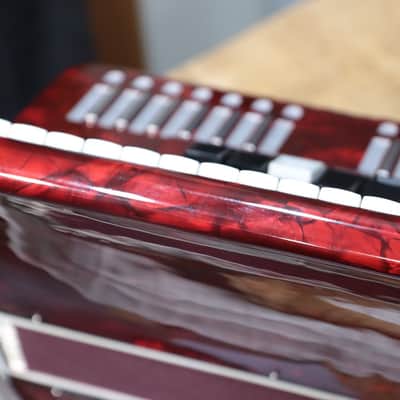 Milan Accordion 72-Bass 34-Key 5-Treble Switch Red Piano Accordion w/Case image 19
