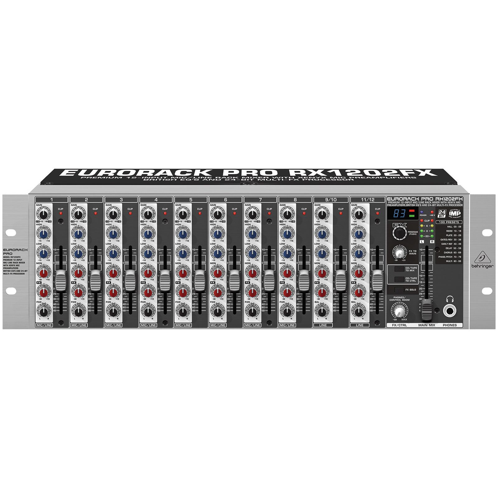 Behringer Eurorack Pro RX1202FX 12-Input Rack Mixer with Effects