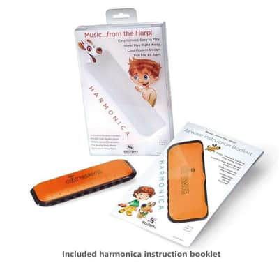 Suzuki Airwave Harmonica Easy-to-Hold Easy-to-Play Standard 10-Hole Diatonic Key of C Harmonica ORANGE w/incl Instruction Booklet Pro-Quality Brass Reeds Super-Comfortable Resin Formed Body ALL AGES image 4