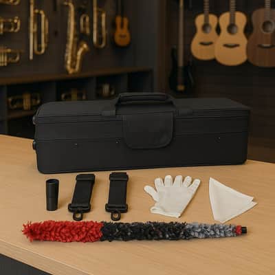 Mid-Range Alto Saxophone – Lacquered Brass with Carved Design, Complete Starter Kit with Mouthpiece, Reed, Gloves & Cleaning Accessories image 2