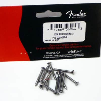Genuine Fender Guitar/Bass Bridge and Strap Button Mounting Screws - Chrome image 1