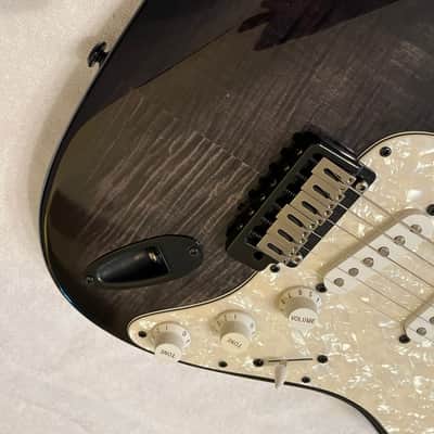 Agile Agile Fretless S-Style – Ebony Board + Hard Case 2019 - Black Transparent Flamed Maple body and neck image 10