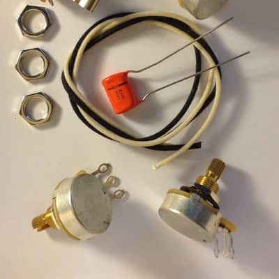 Wiring Harness Kit For J Bass CTS 450G Knurled Pots .1uf 225P Orange Drop Cap image 2