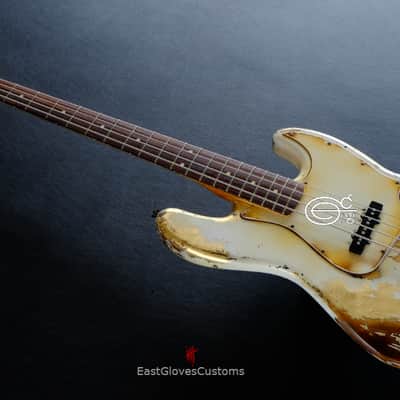 Fender Jazz Bass Vintage White Gold Edition Heavy Aged Relic by East Gloves Customs (RARE) image 15