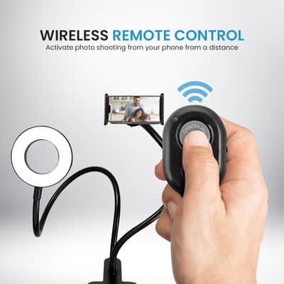 iDance LED Ring Light with Cell Phone Clip Stand Holder, 3.5", Grip Flexible Long Arm Gooseneck Bracket Mount Clamp with Bluetooth Remote Control for Desk, Bed, Compatible with iPhone and Smartphone image 4