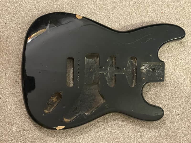 Vintage Strat body from Estate - Not a heavy guitar body! ! - unbranded light weight stratocaster style body 1970's - black / w real wear and good mojo - featherweight ! not heavy! image 1