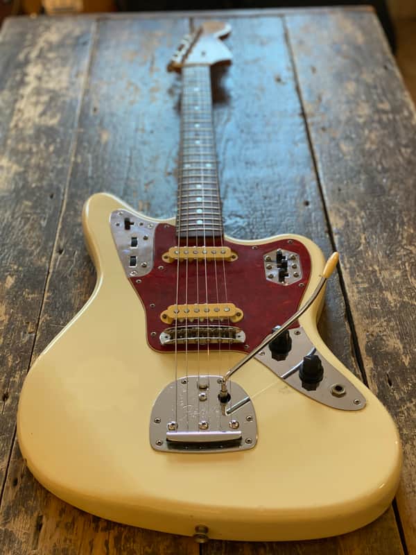 Fender Japan Early 1993 FujiGen-Buiilt Jaguar 1966 Reissue MIJ N-Serial 1993-94 Olympic White image 1
