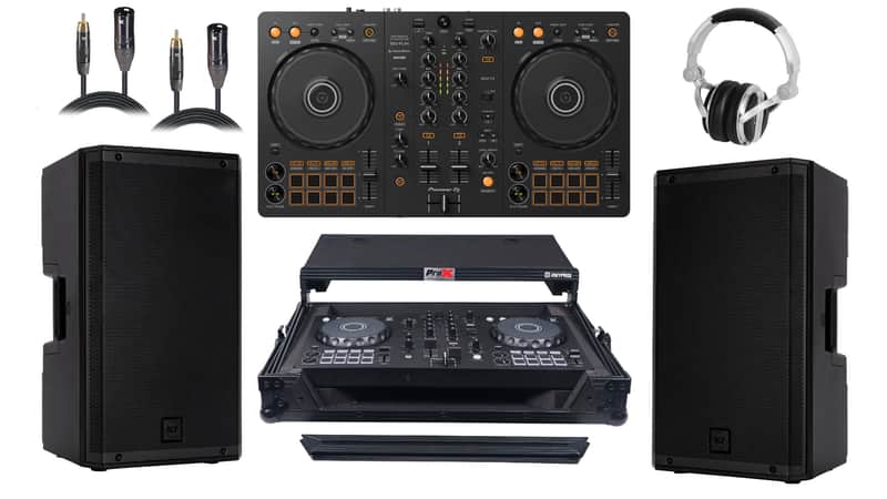 2x RCF ART812-A Speaker With DDJ-FLX4 Controller, case, Headphone & cables DJ Bundle imagen 1