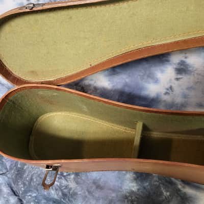 Vintage RARE 1955 Tan Green Geib Soft Shell Acoustic Guitar Case Leather Handle Gibson Epiphone Archtop Flattop image 10