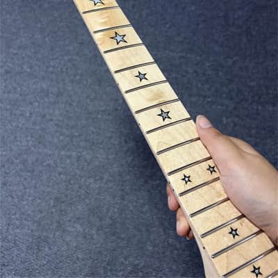 22fret DIY Maple natrual gloss electric guitar neck star inlay replace image 2