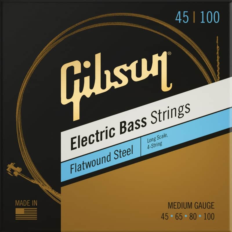 Gibson USA LONG SCALE FLATWOUND Electric Bass Strings 45-100 Medium Gauge image 1