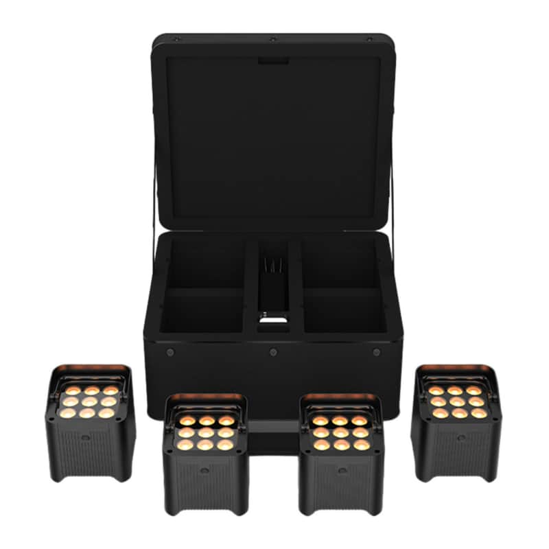 CHAUVET DJ Freedom Par Q9 X4 Battery-Powered Magnetic Diffuser True Wireless RGBA LED Par Kit with Carrying Bag, Remote, and Multi-Charger (4-Pack) image 1